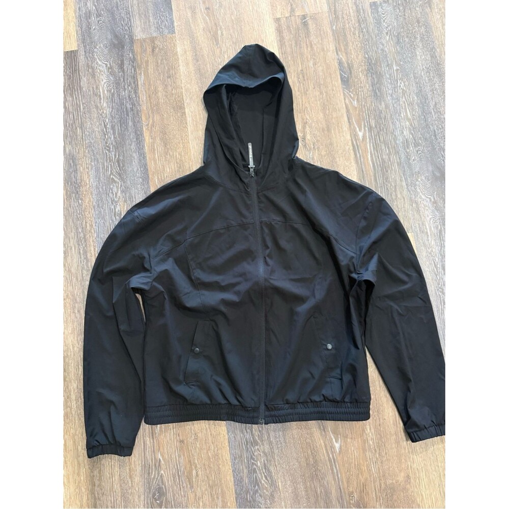 BearPaw Women's large Black Hooded Windbreaker Jacket